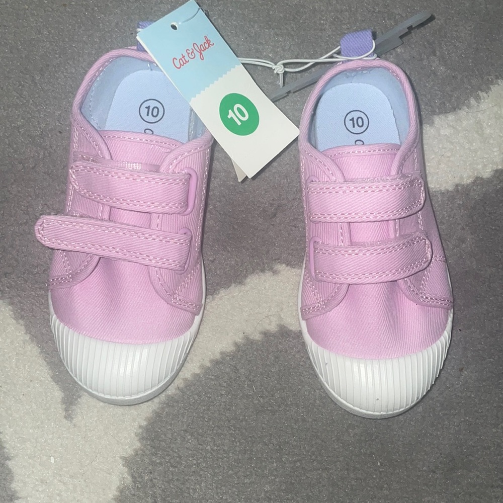 NWT Pink Velcro Sneakers, Size 10